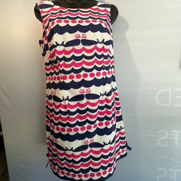 Lilly Pulitzer Delia Resort Whales and Waves Sleeveless Shift Dress Size 4 - Picture 9 of 15